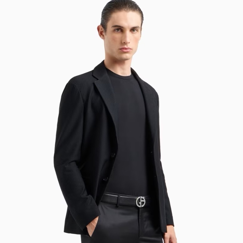 ARMANI COLLEZIONI slim fit stretch viscose jersey crew neck